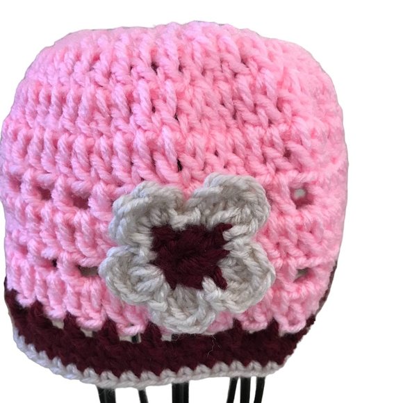 Brand New Handmade Crochet Pink Beanie Hat for a 3-6 Months Baby - Picture 2 of 3